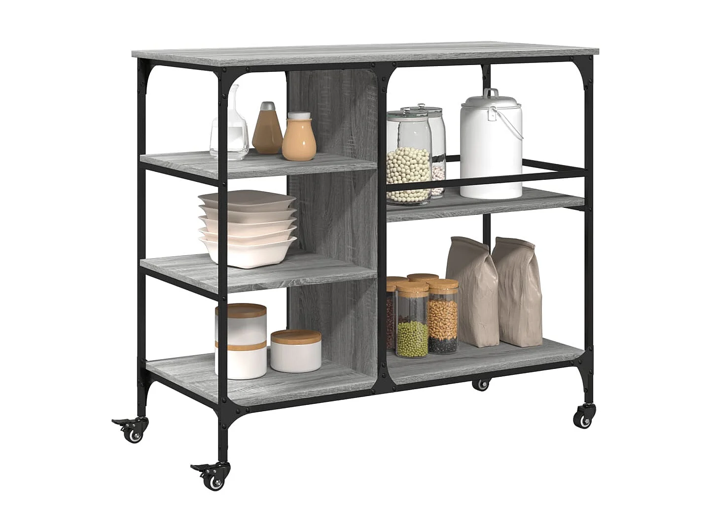 Chariot de cuisine sonoma gris 100x45x89,5 cm bois d'ingénierie