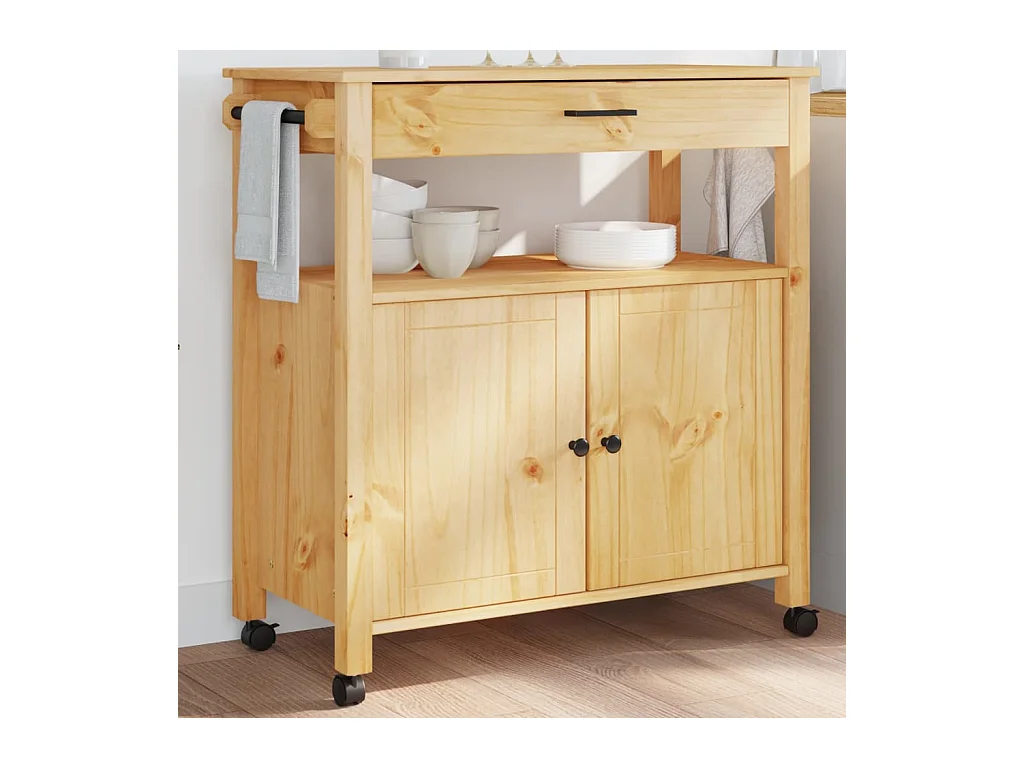 Chariot de cuisine MONZA 84x40x90 cm bois massif de pin