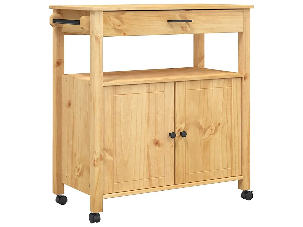Chariot de cuisine MONZA 84x40x88,5 cm bois massif de pin
