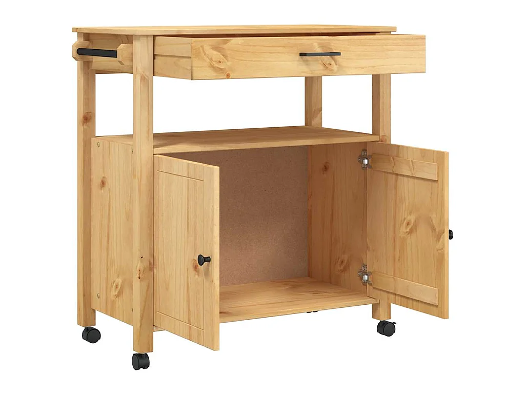 Chariot de cuisine MONZA 84x40x88,5 cm bois massif de pin