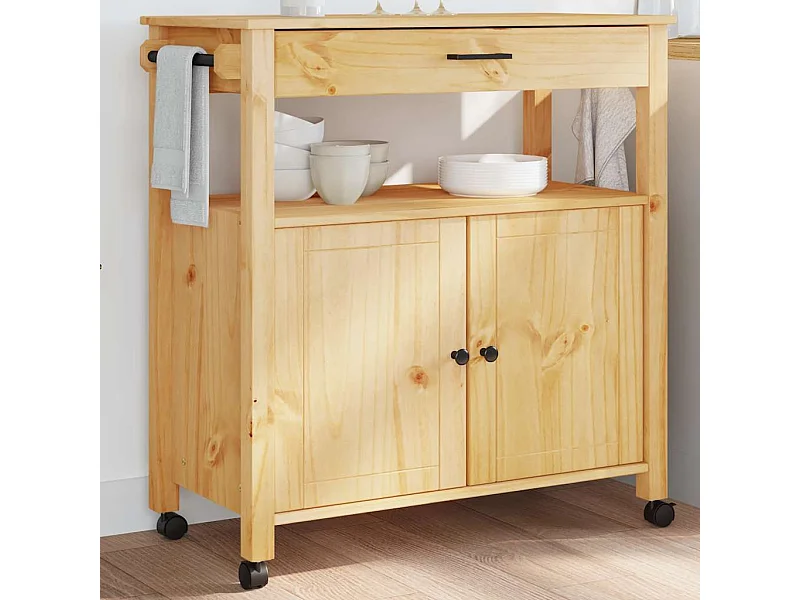 Chariot de cuisine MONZA 84x40x88,5 cm bois massif de pin