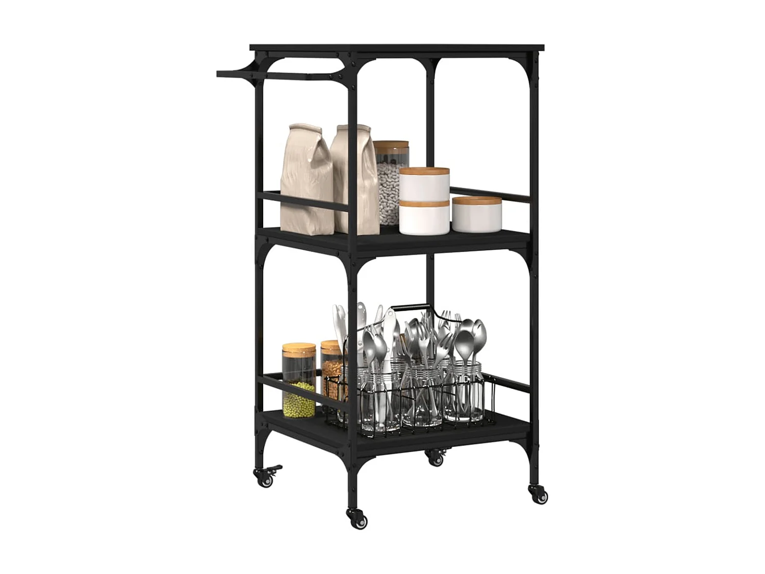 Keukentrolley 60,5x50x105 cm bewerkt hout zwart