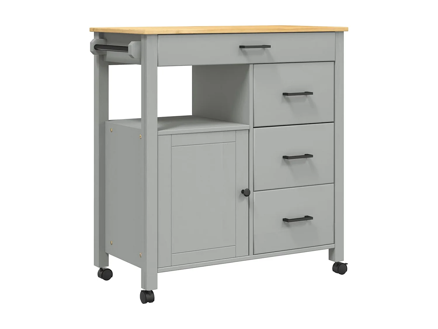 Chariot de cuisine MONZA 84x40x88,5 cm bois massif de pin