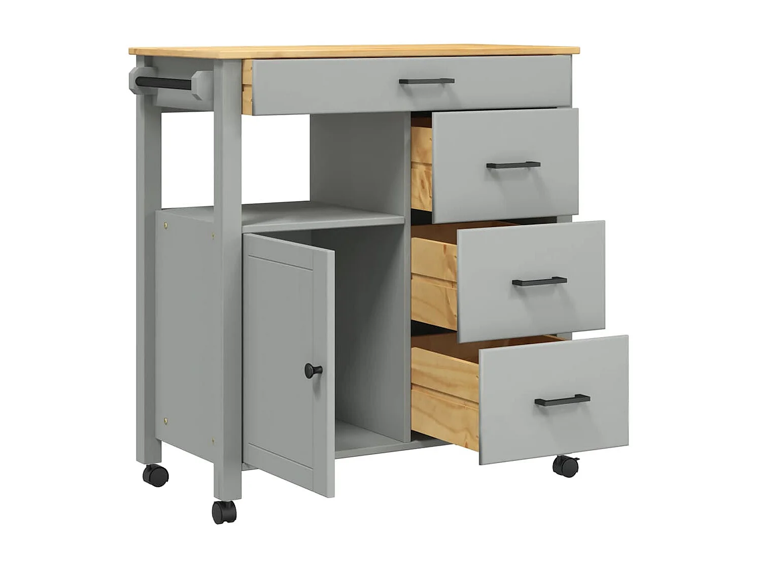 Chariot de cuisine MONZA 84x40x88,5 cm bois massif de pin