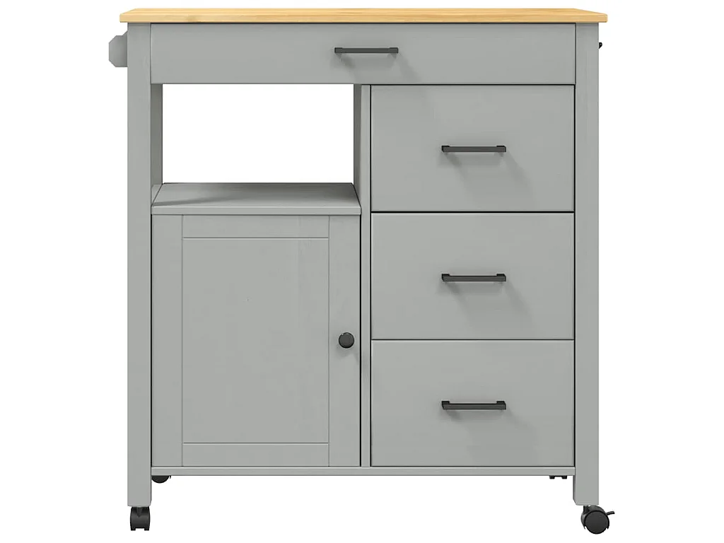 Chariot de cuisine MONZA 84x40x88,5 cm gris bois massif de pin
