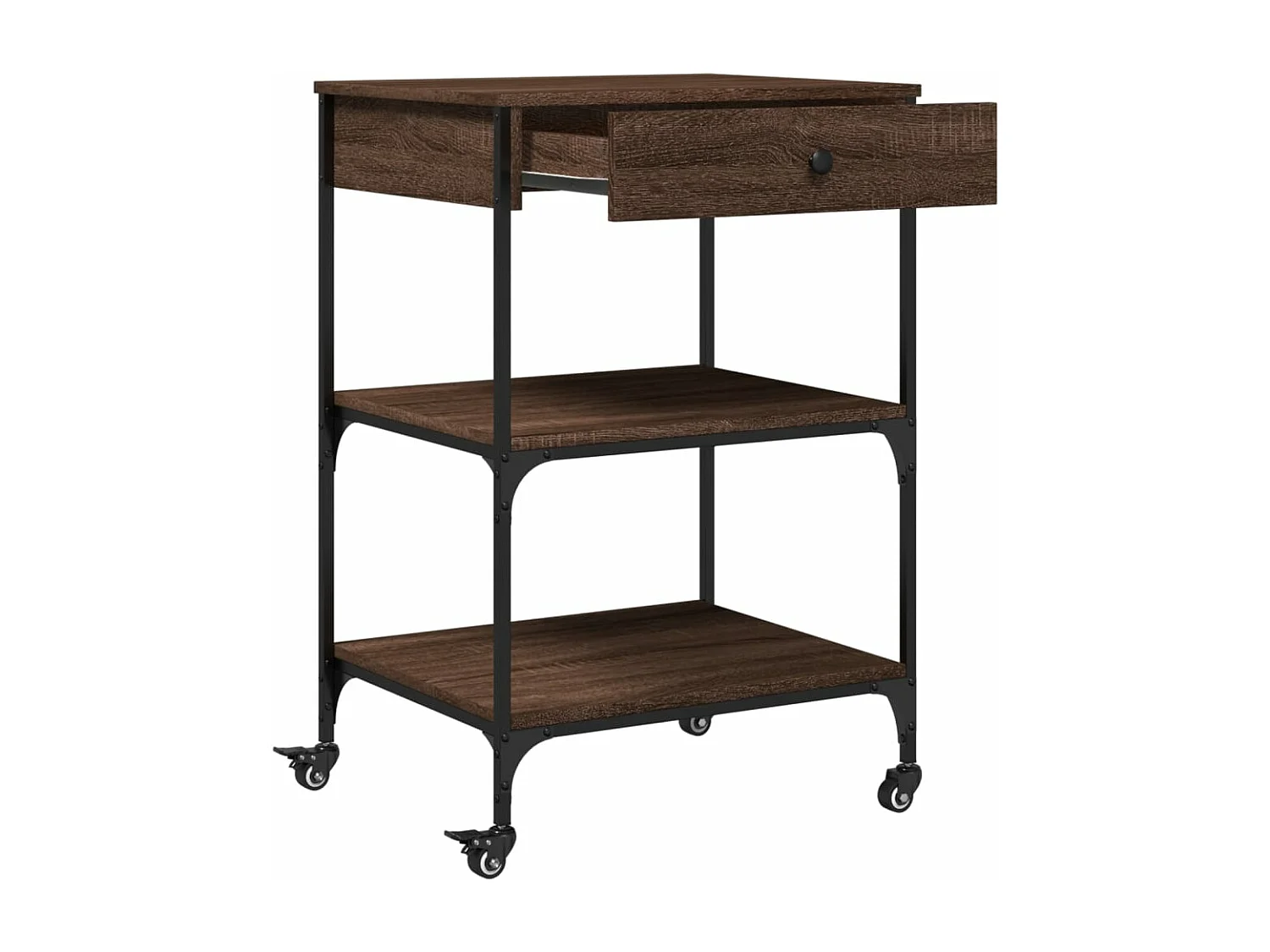 Carrito de cocina madera ingeniería marrón roble 60x48x89,5 cm