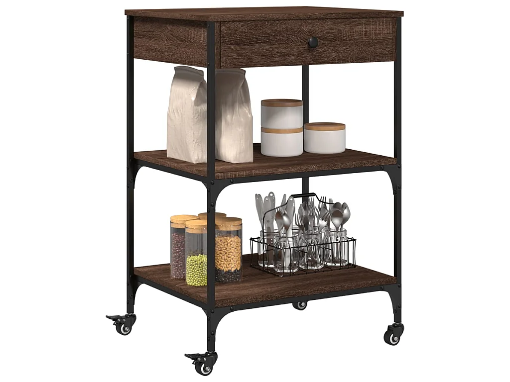 Carrello Cucina Rovere Marrone 60x48x89,5 cm Legno Multistrato