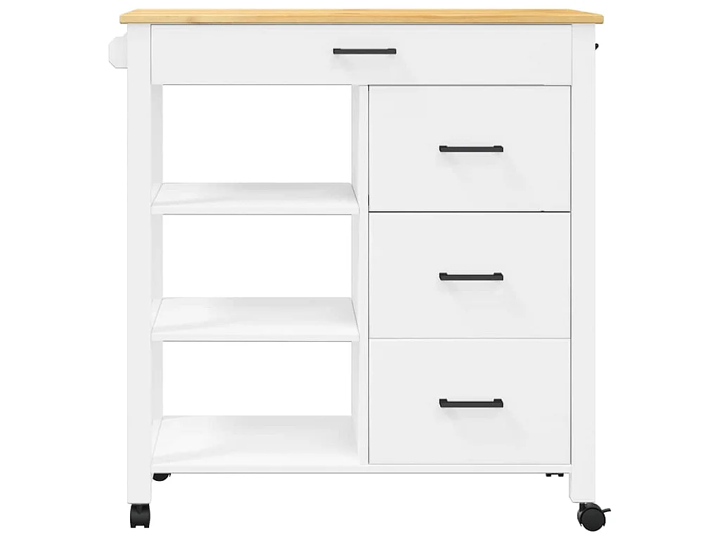 Chariot de cuisine MONZA 84x40x88,5 cm blanc bois massif de pin