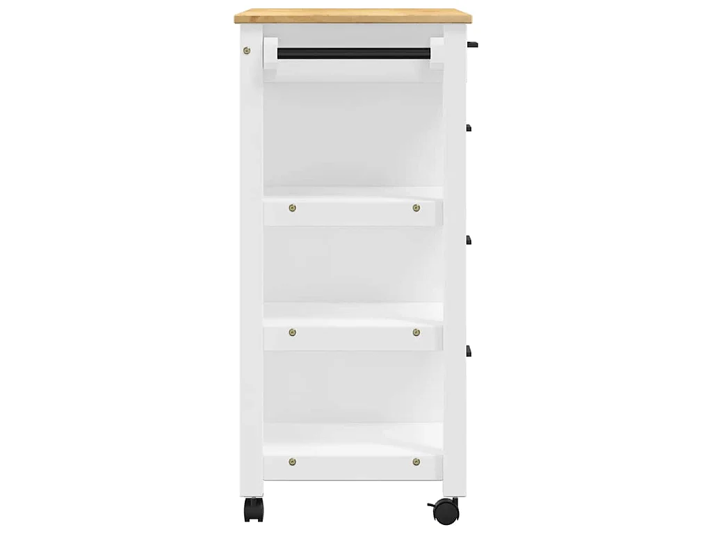 Chariot de cuisine MONZA 84x40x88,5 cm blanc bois massif de pin