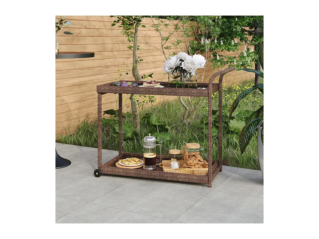 Chariot de bar Marron 100x45x83 cm Résine tressée
