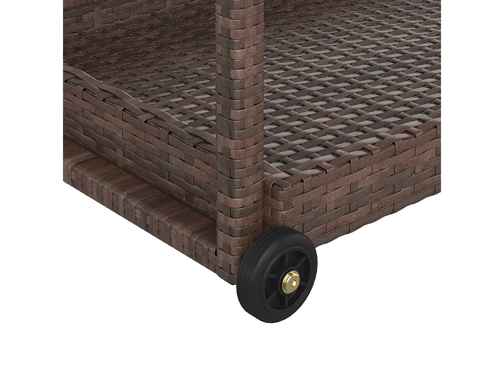 Carrito de bar ratán sintético marrón 100x45x83 cm