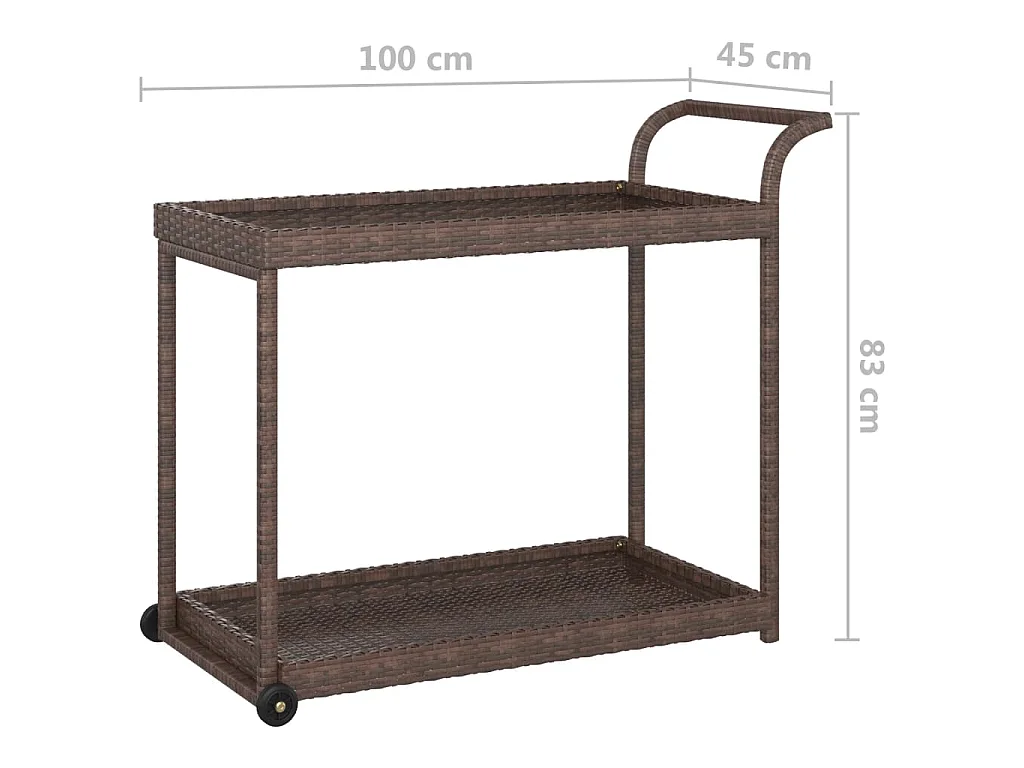 Chariot de bar Marron 100x45x83 cm Résine tressée