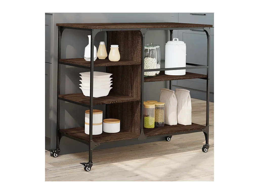 Küchenwagen Braun Eichen-Optik 100x45x89,5 cm Holzwerkstoff