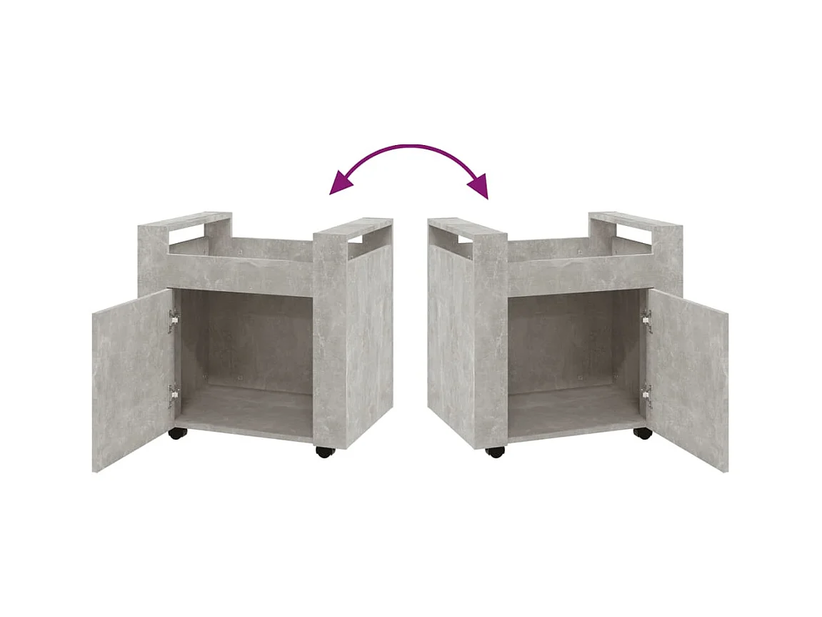 Chariot de bureau Gris béton 60x45x60 cm Bois d'ingénierie