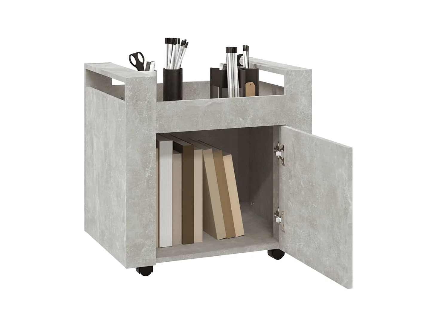 Carrito de escritorio contrachapada gris hormigón 60x45x60 cm