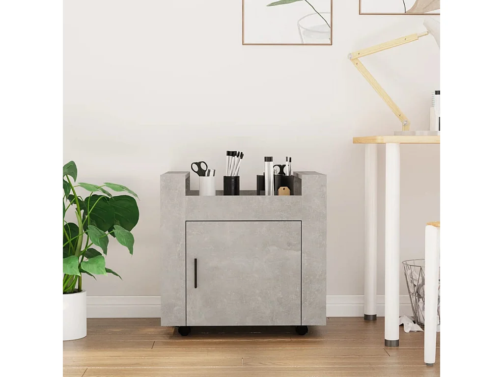 Chariot de bureau Gris béton 60x45x60 cm Bois d'ingénierie