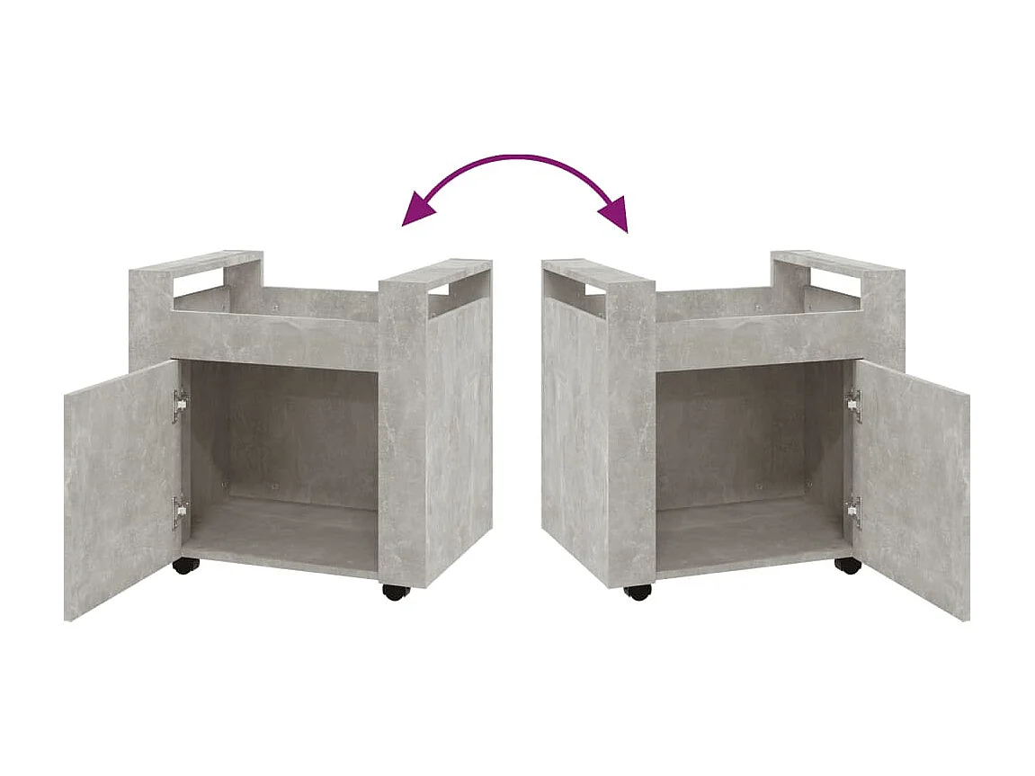 Chariot de bureau Gris béton 60x45x60 cm Bois d'ingénierie