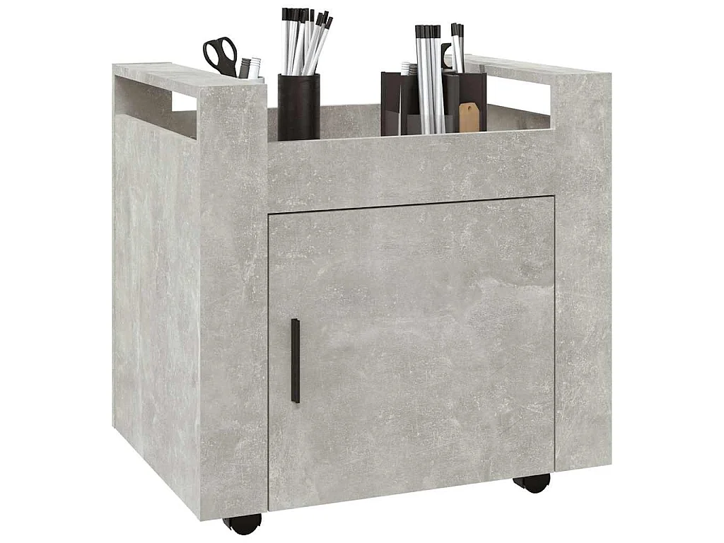 Chariot de bureau Gris béton 60x45x60 cm Bois d'ingénierie