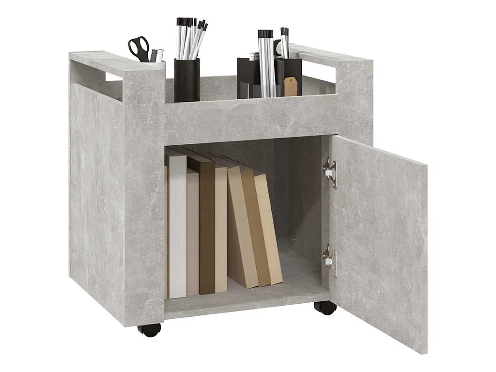 Chariot de bureau Gris béton 60x45x60 cm Bois d'ingénierie