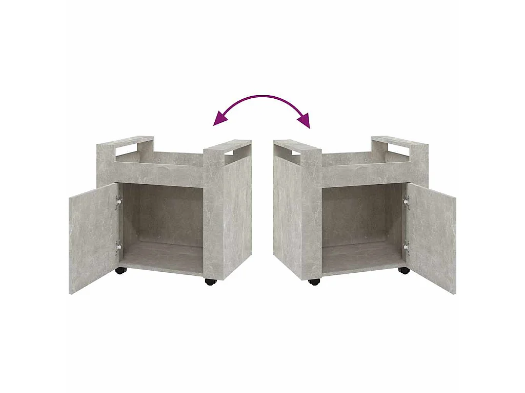 Chariot de bureau Gris béton 60x45x60 cm Bois d'ingénierie