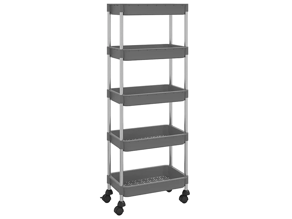 Chariot de cuisine 5 niveaux Gris 42x29x128 cm Fer et ABS