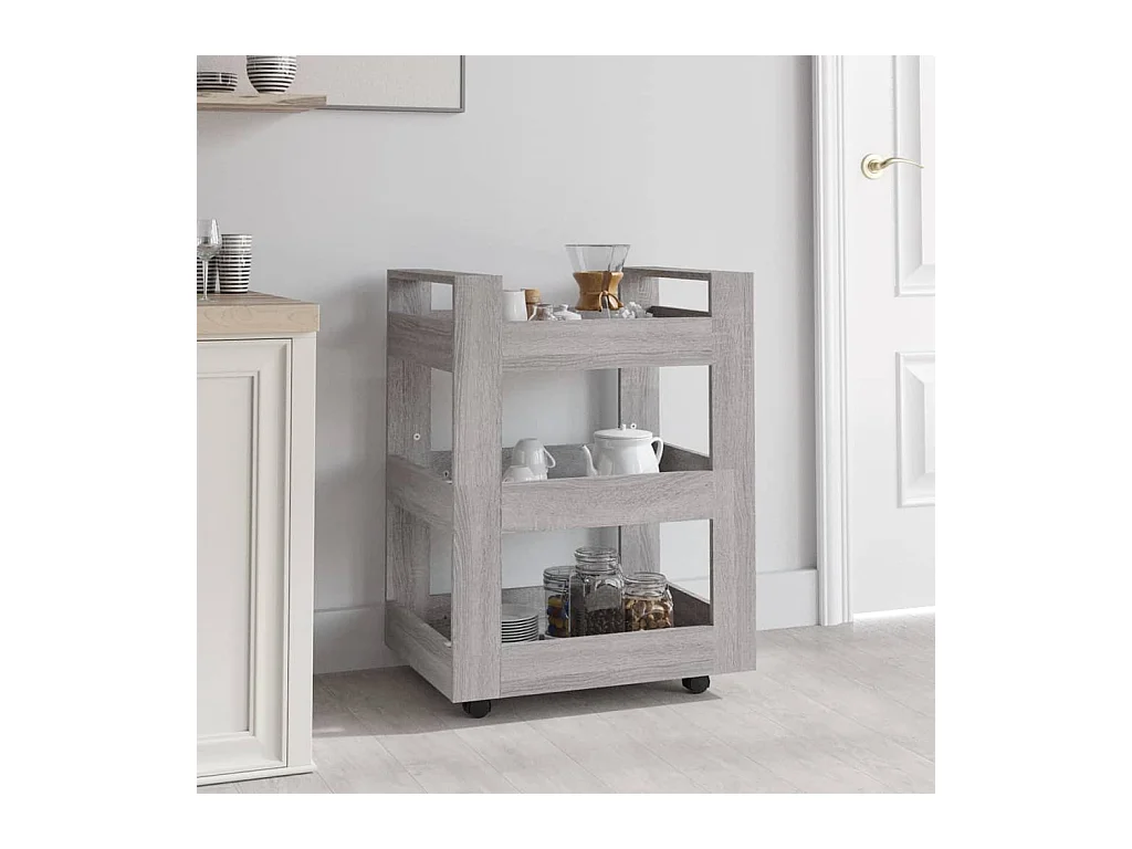 Chariot de cuisine Sonoma gris 60x45x80 cm Bois d'ingénierie