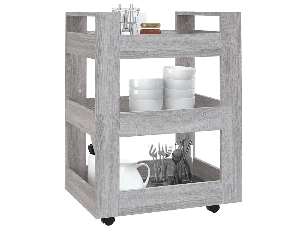 Chariot de cuisine Sonoma gris 60x45x80 cm Bois d'ingénierie