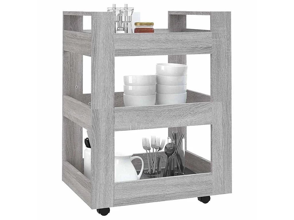 Carrinho de cozinha 60x45x80 cm derivados madeira cinza sonoma