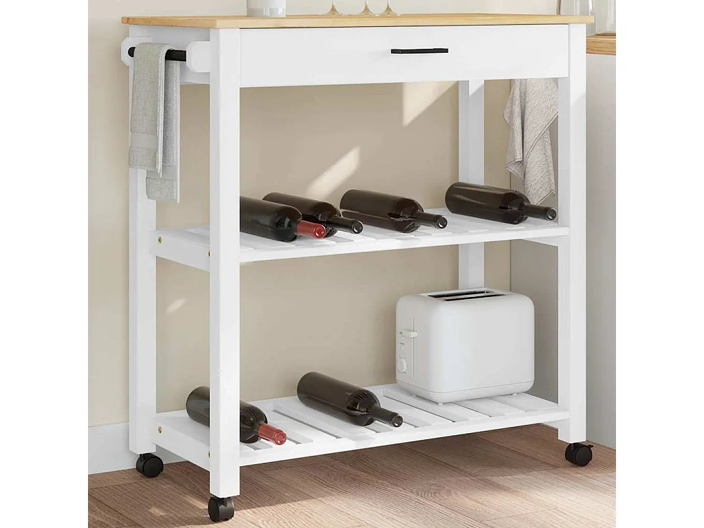 Chariot de cuisine MONZA 84x40x88,5 cm bois massif de pin