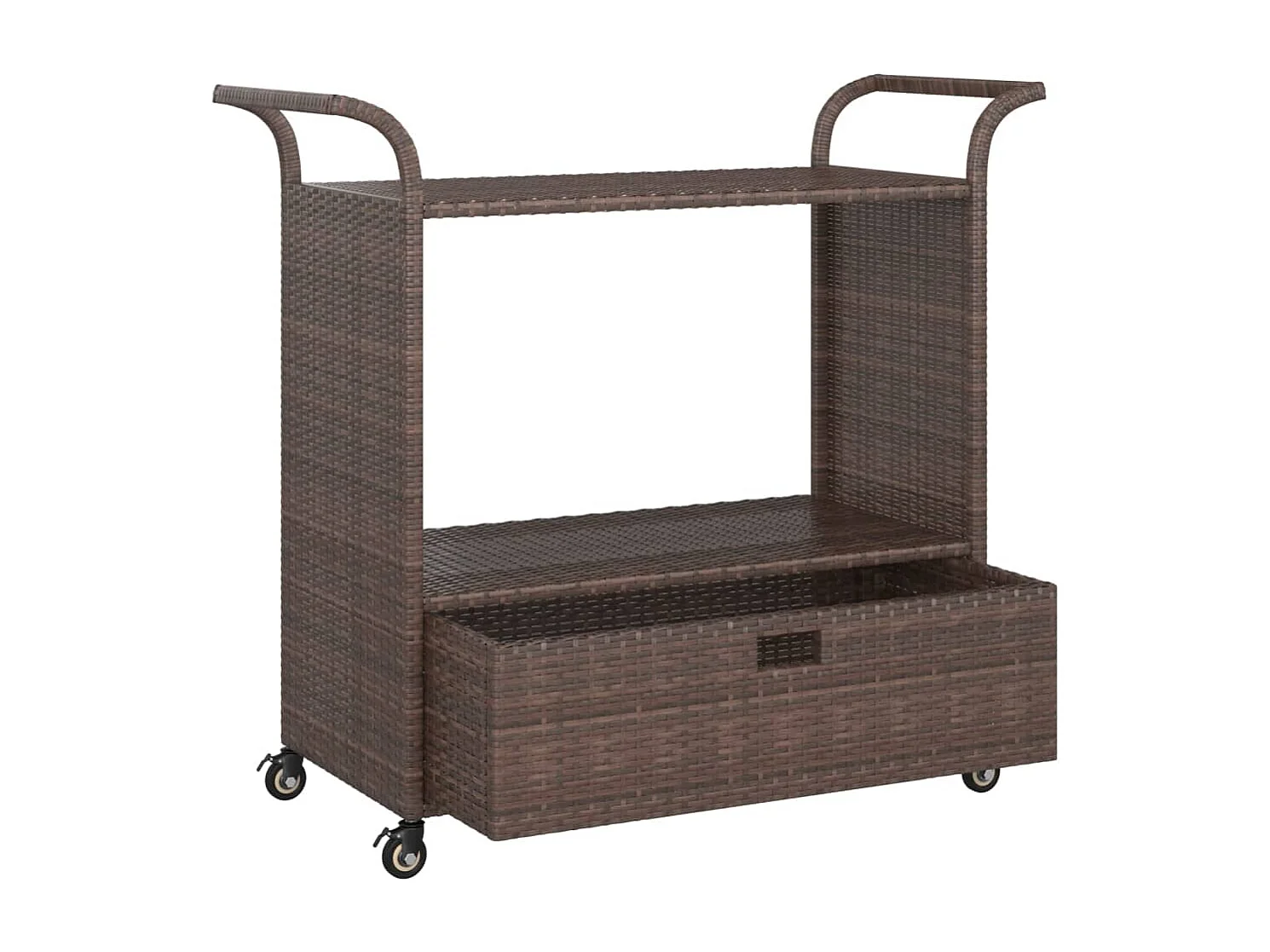 Barwagen mit Schublade Braun 100x45x97 cm Poly Rattan