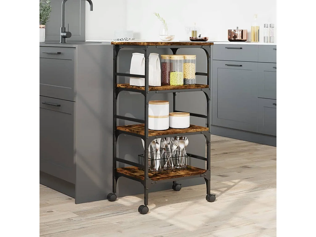 Küchenwagen Räuchereiche 45x35x89,5 cm Holzwerkstoff