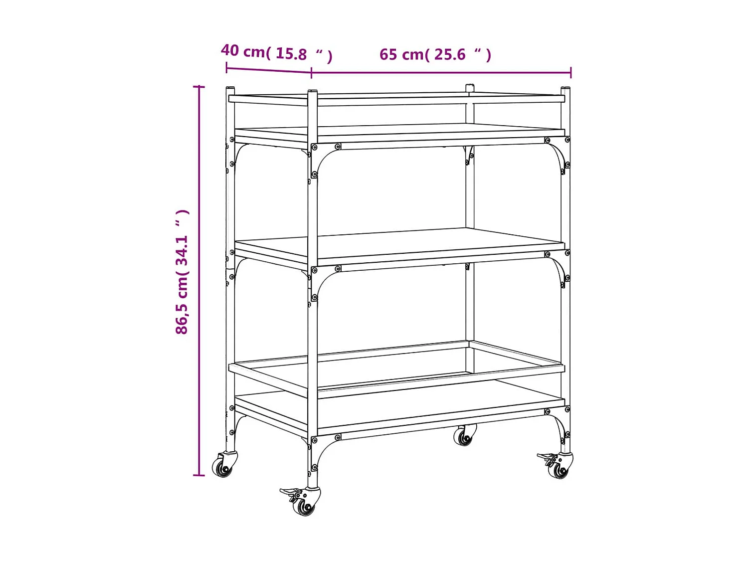Carrello Cucina Rovere Marrone 65x40x86,5 cm Legno Multistrato