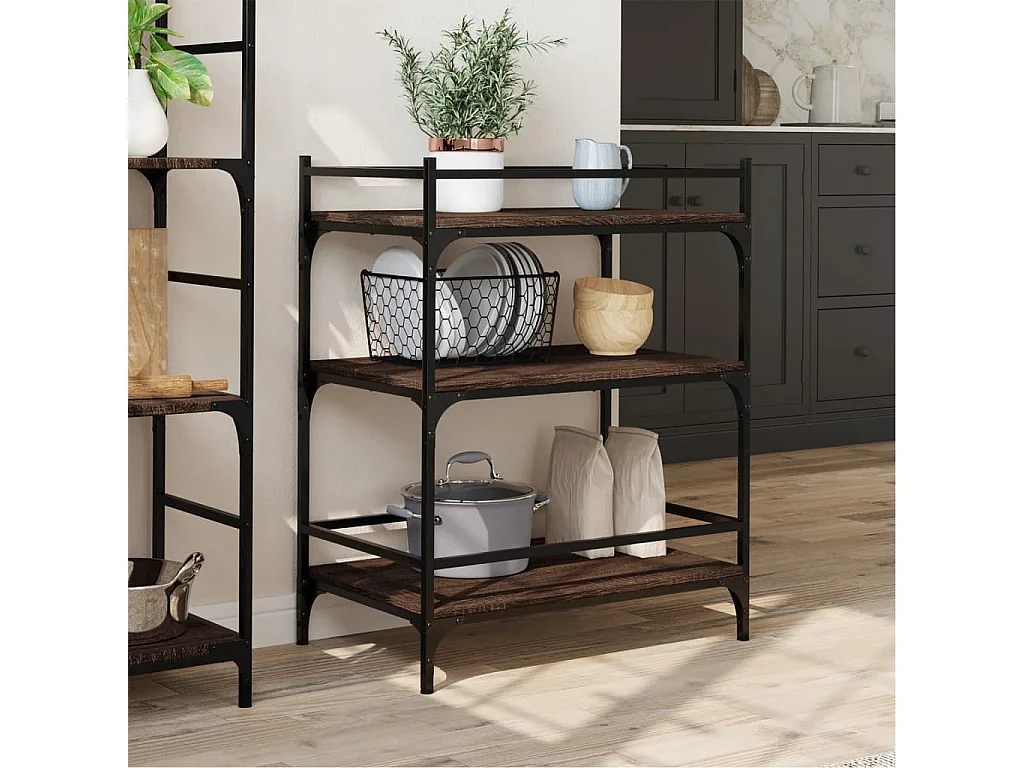 Carrello Cucina Rovere Marrone 65x40x86,5 cm Legno Multistrato