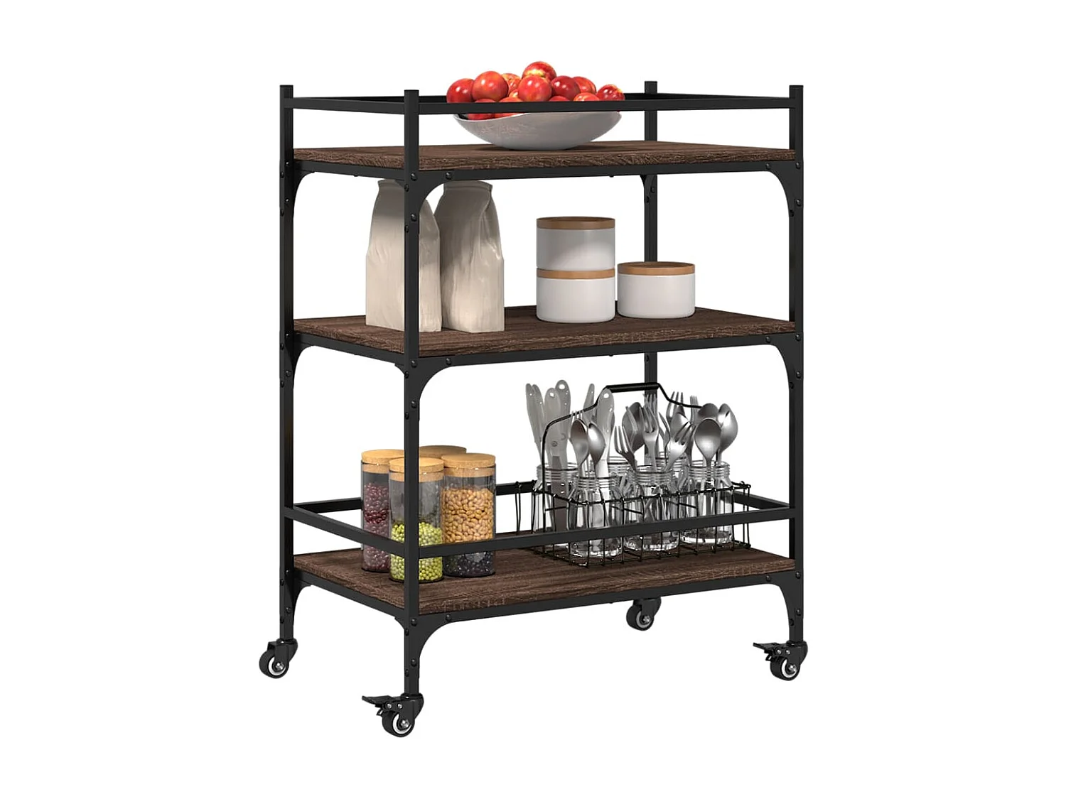Küchenwagen Braun Eichen-Optik 65x40x86,5 cm Holzwerkstoff