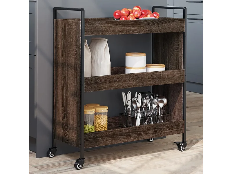 Küchenwagen Braun Eichen-Optik 70x30x82 cm Holzwerkstoff