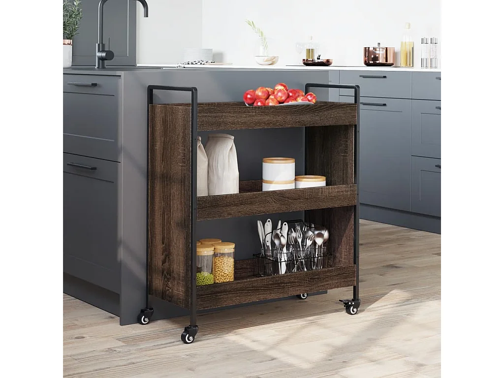 Küchenwagen Braun Eichen-Optik 70x30x82 cm Holzwerkstoff