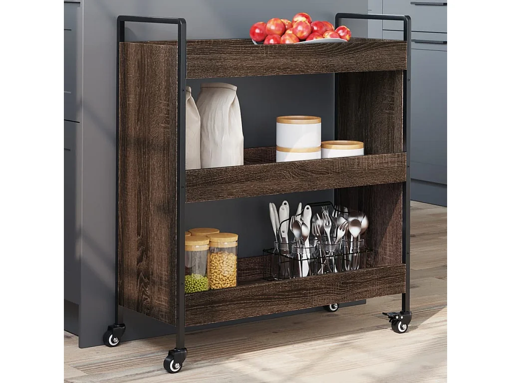 Küchenwagen Braun Eichen-Optik 70x30x82 cm Holzwerkstoff