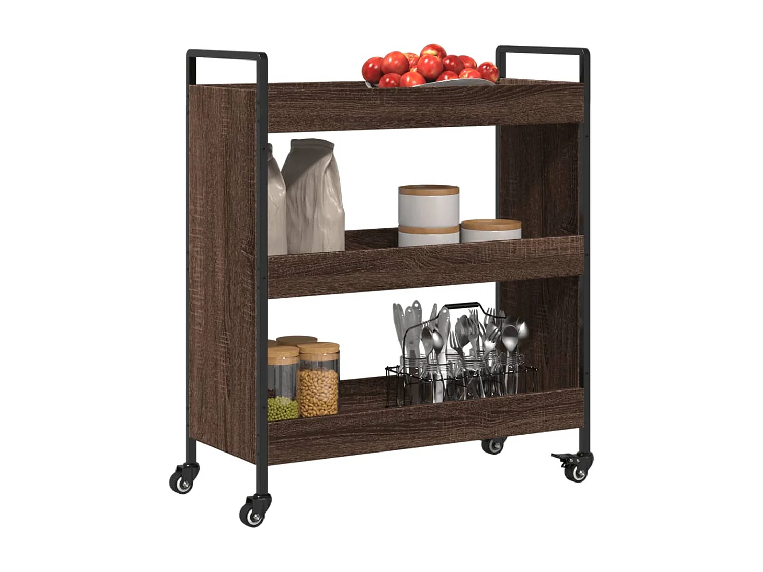 Küchenwagen Braun Eichen-Optik 70x30x82 cm Holzwerkstoff