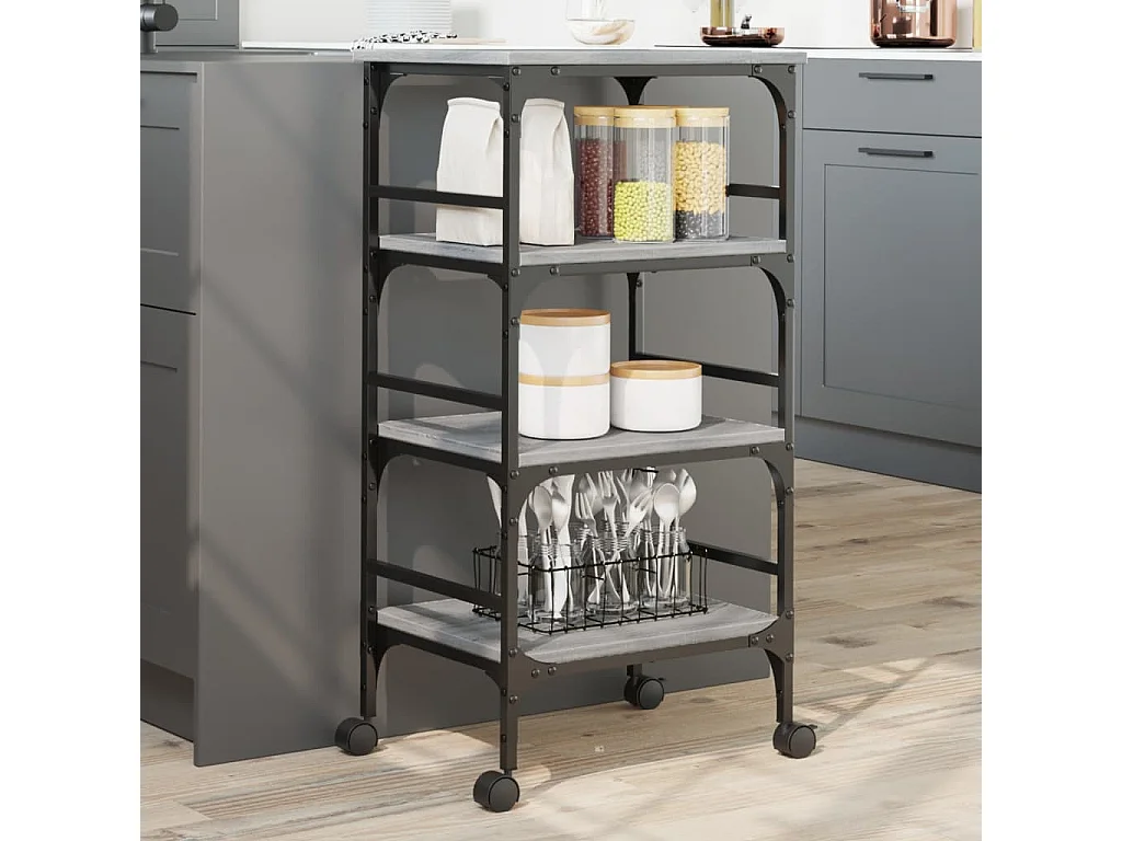 Chariot de cuisine sonoma gris 45x35x89,5 cm bois d'ingénierie