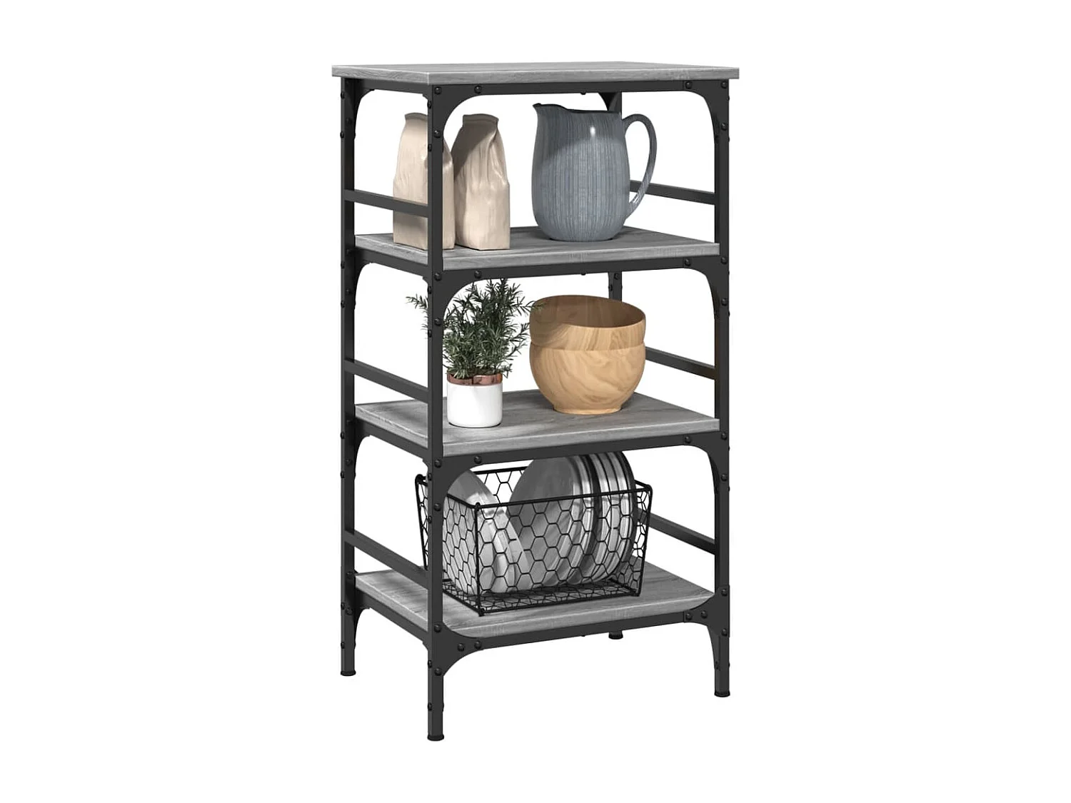 Chariot de cuisine sonoma gris 45x35x89,5 cm bois d'ingénierie