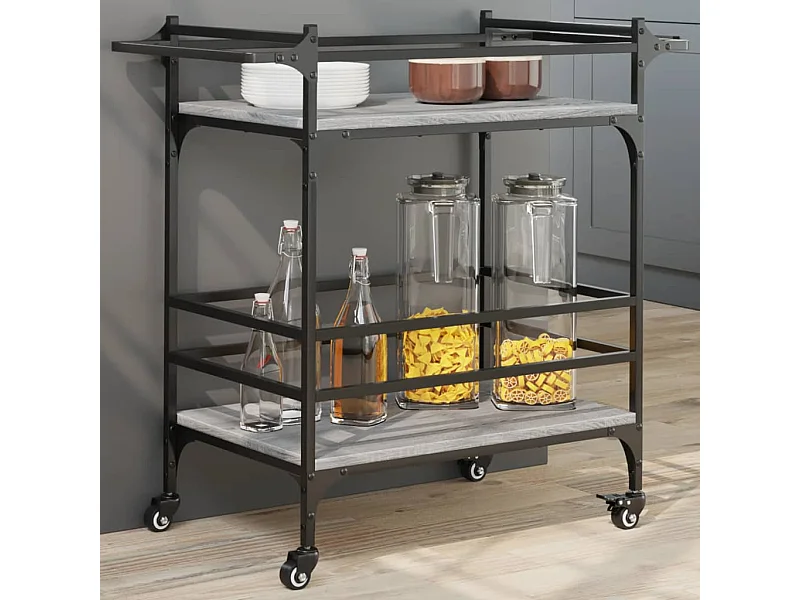 Chariot de cuisine sonoma gris 82x40x78,5 cm bois d'ingénierie