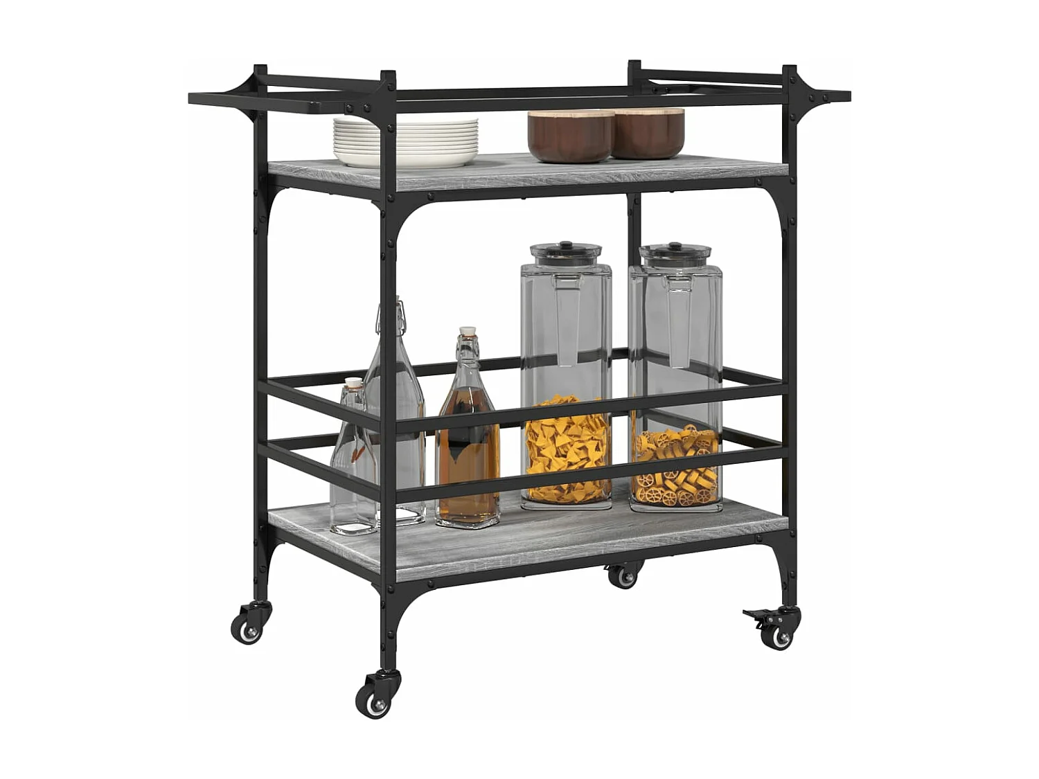 Chariot de cuisine sonoma gris 82x40x78,5 cm bois d'ingénierie