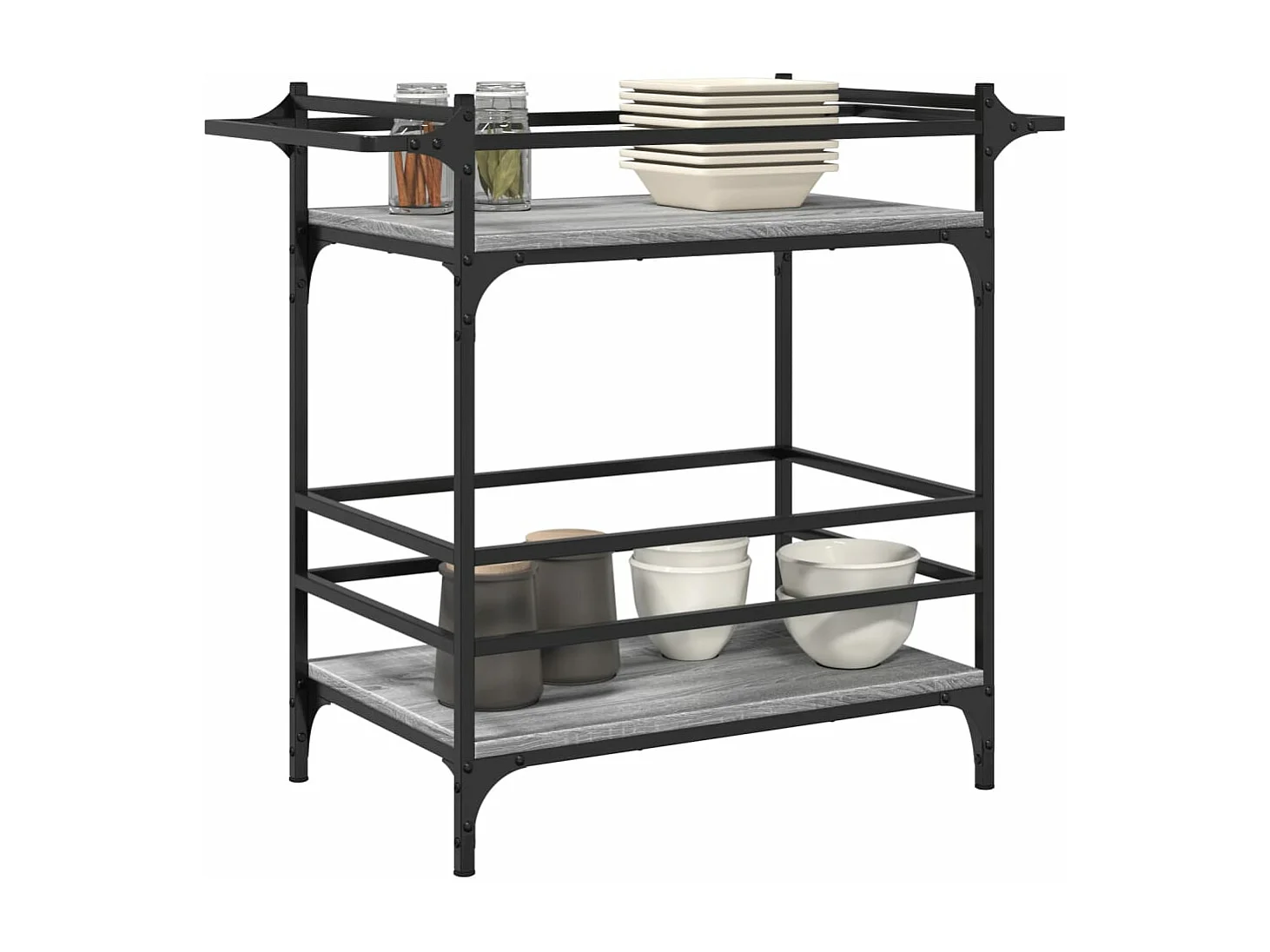 Chariot de cuisine sonoma gris 82x40x78,5 cm bois d'ingénierie