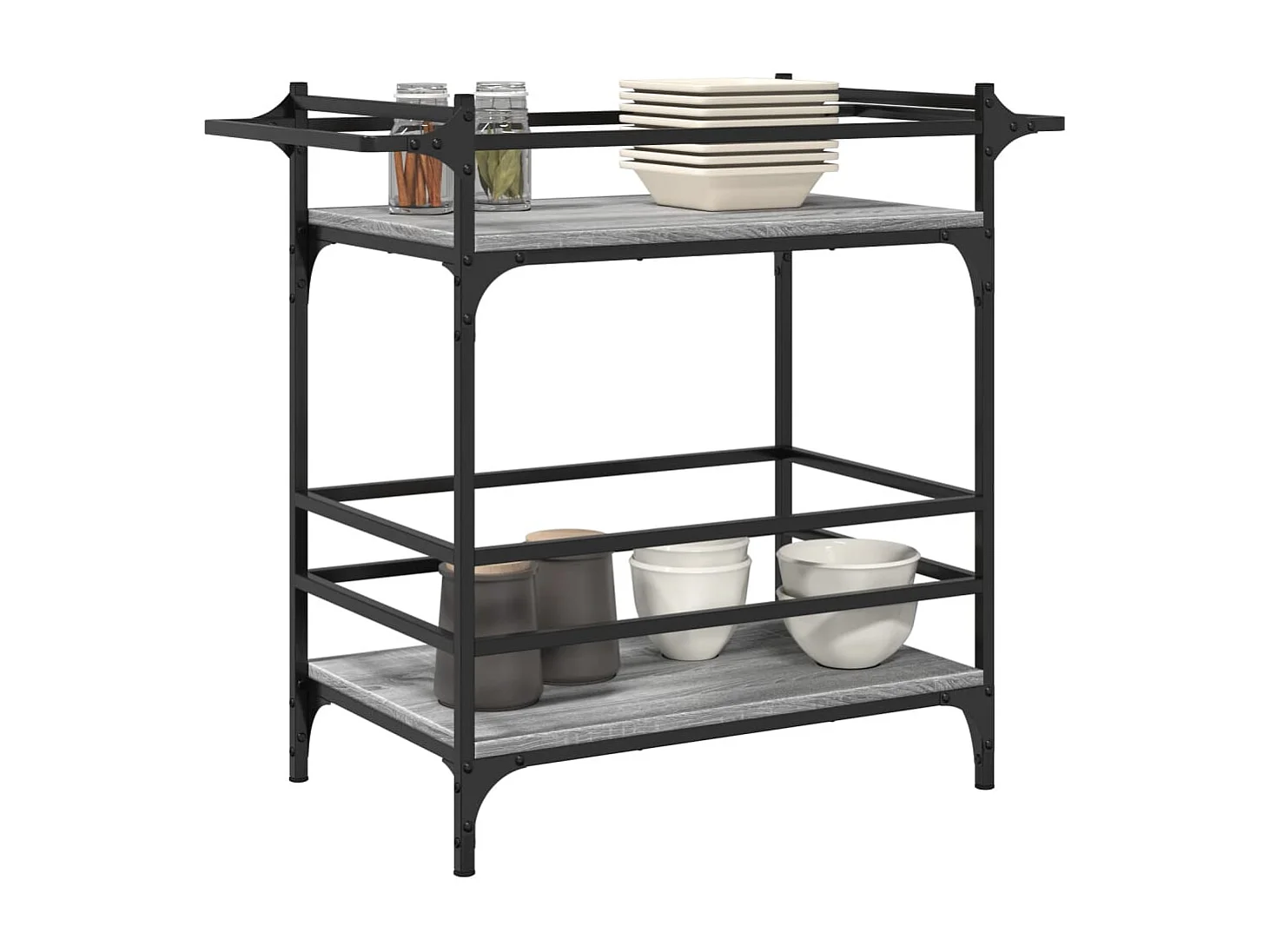 Chariot de cuisine sonoma gris 82x40x78,5 cm bois d'ingénierie