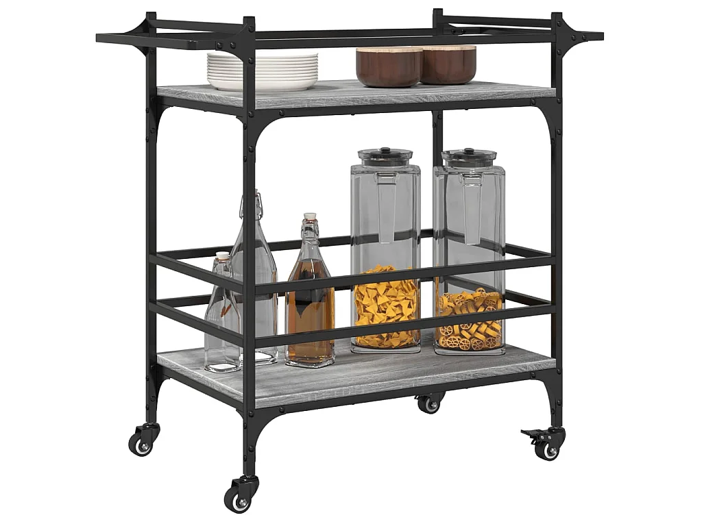 Carrello da Cucina Grigio Sonoma 82x40x78,5cm Legno Multistrato