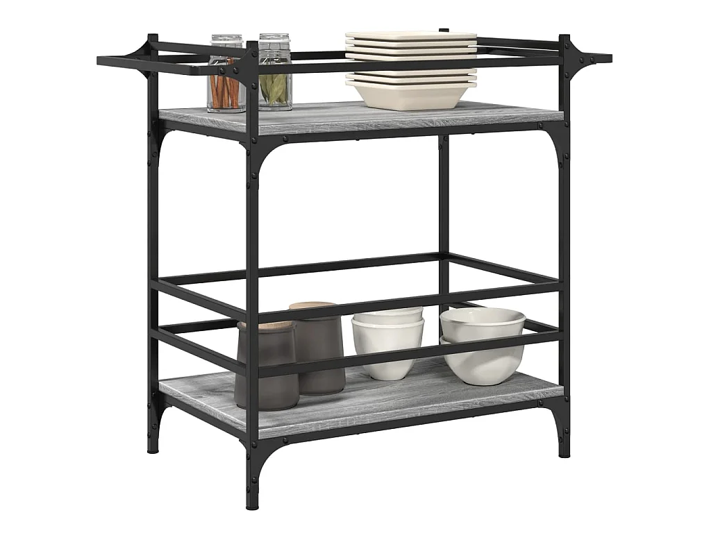 Carrello da Cucina Grigio Sonoma 82x40x78,5cm Legno Multistrato