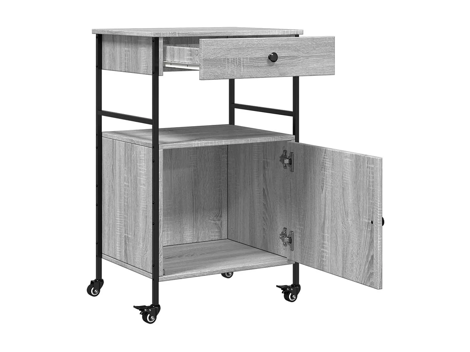 Chariot de cuisine sonoma gris 56x43x89,5 cm bois d'ingénierie