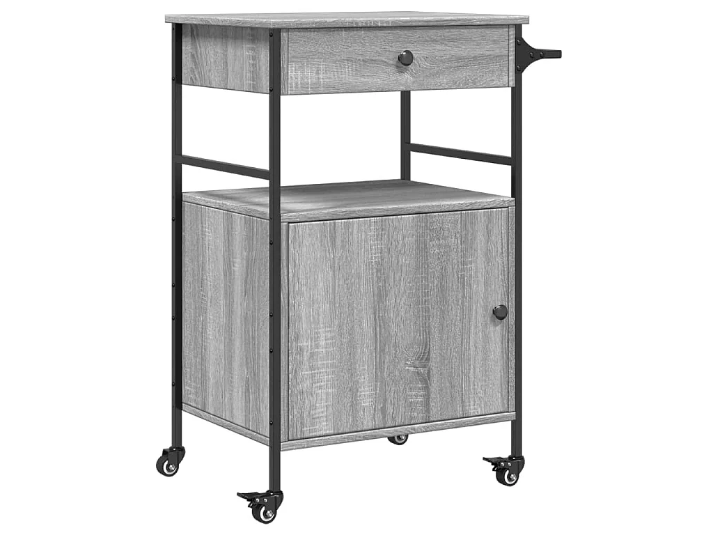 Keukentrolley 56x43x89,5 cm bewerkt hout grijs sonoma eiken