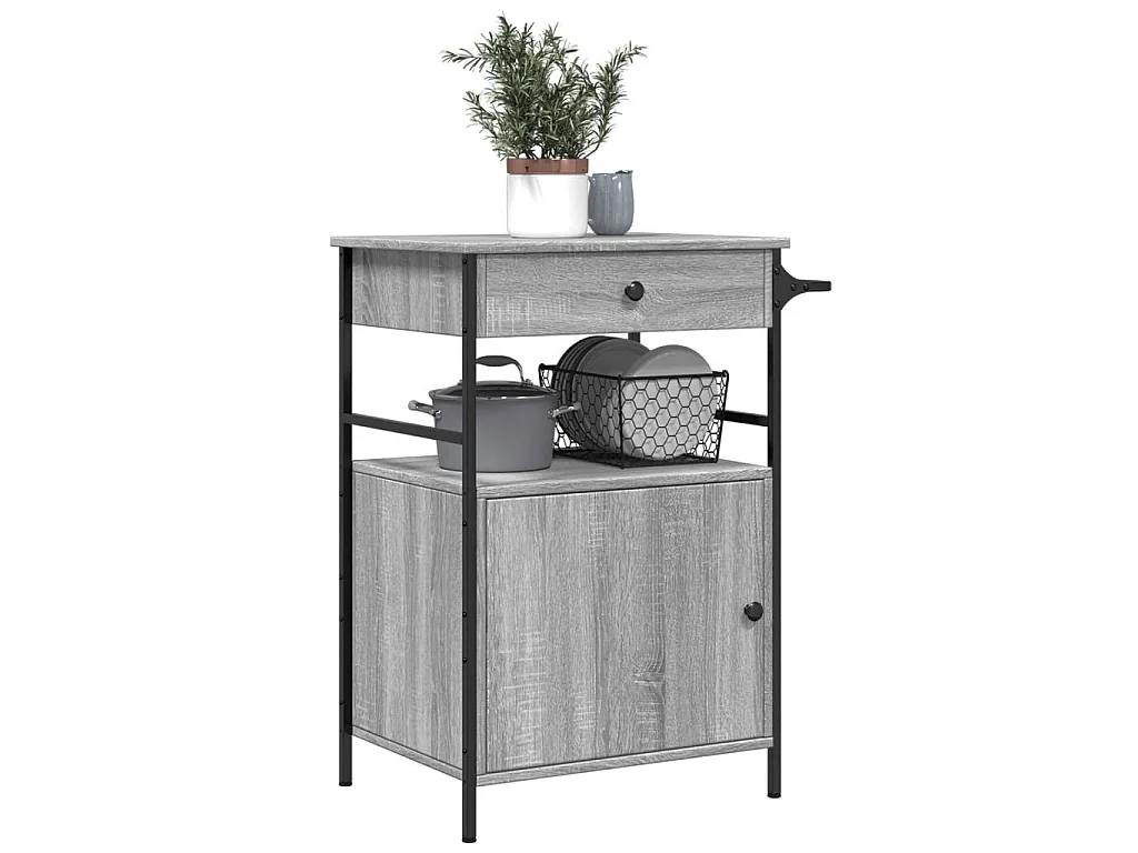 Keukentrolley 56x43x89,5 cm bewerkt hout grijs sonoma eiken