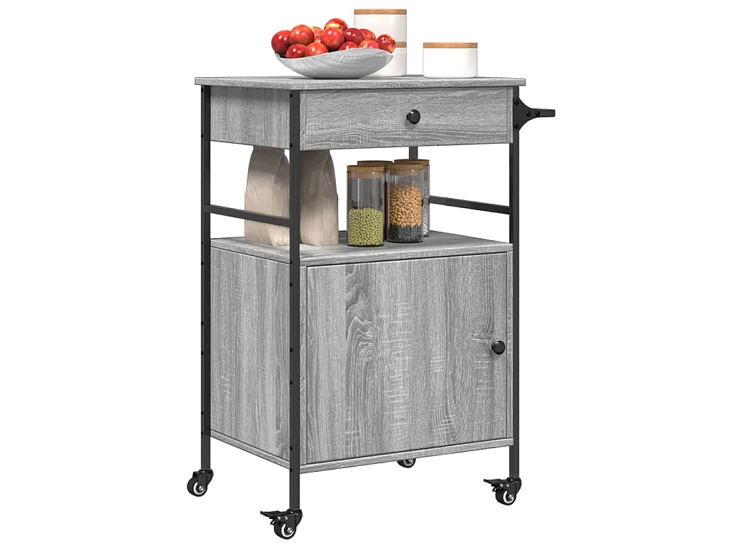 Keukentrolley 56x43x89,5 cm bewerkt hout grijs sonoma eiken